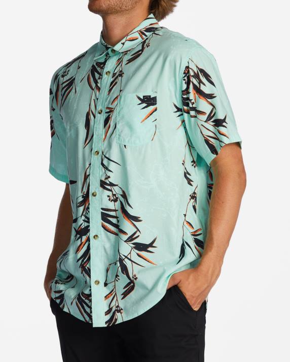 Men Mint Billabong Sundays Short Sleeve Shirt 80P8610