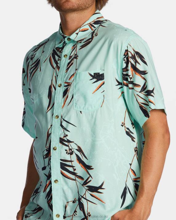 Men Mint Billabong Sundays Short Sleeve Shirt 80P8610