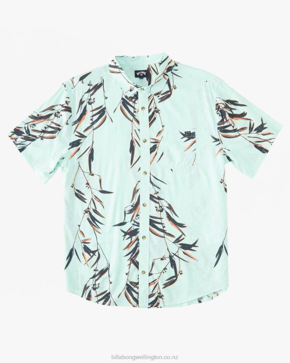 Men Mint Billabong Sundays Short Sleeve Shirt 80P8610