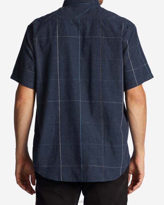 Men Navy Billabong All Day Plaid Short Sleeve Shirt 80P8591