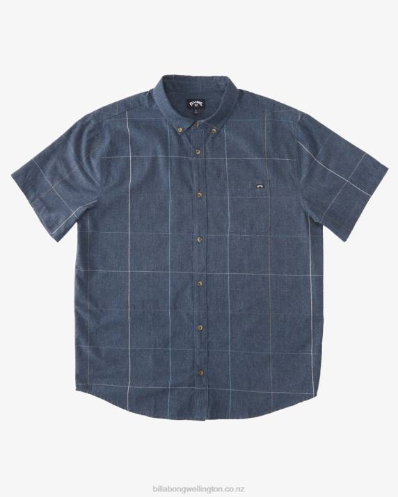 Men Navy Billabong All Day Plaid Short Sleeve Shirt 80P8591