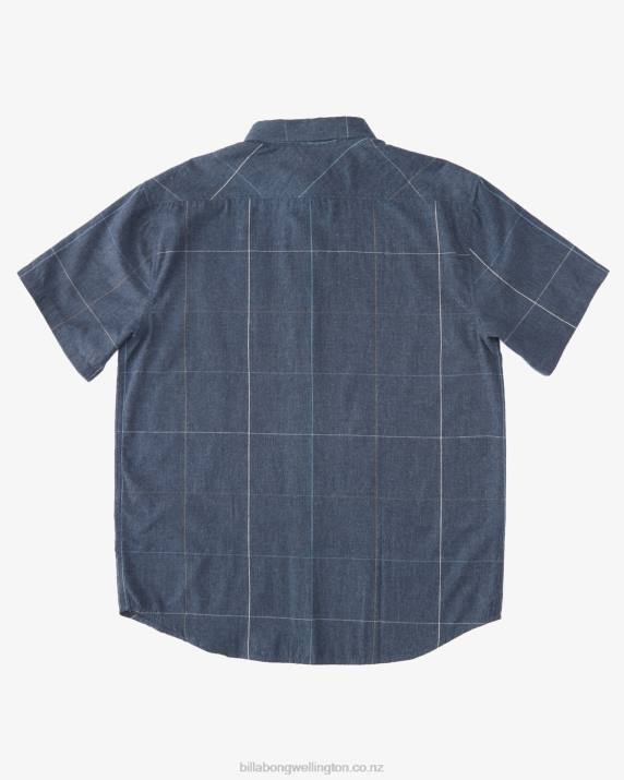 Men Navy Billabong All Day Plaid Short Sleeve Shirt 80P8591