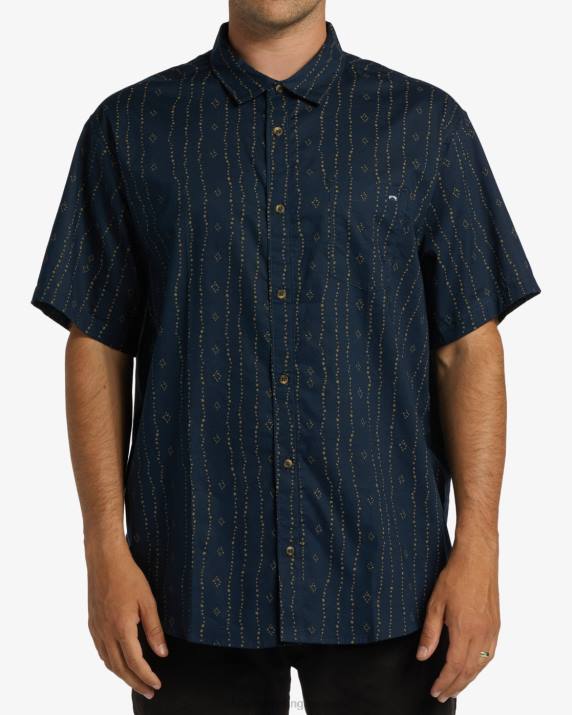 Men Navy Billabong Sundays Mini Short Sleeve Shirt 80P8362