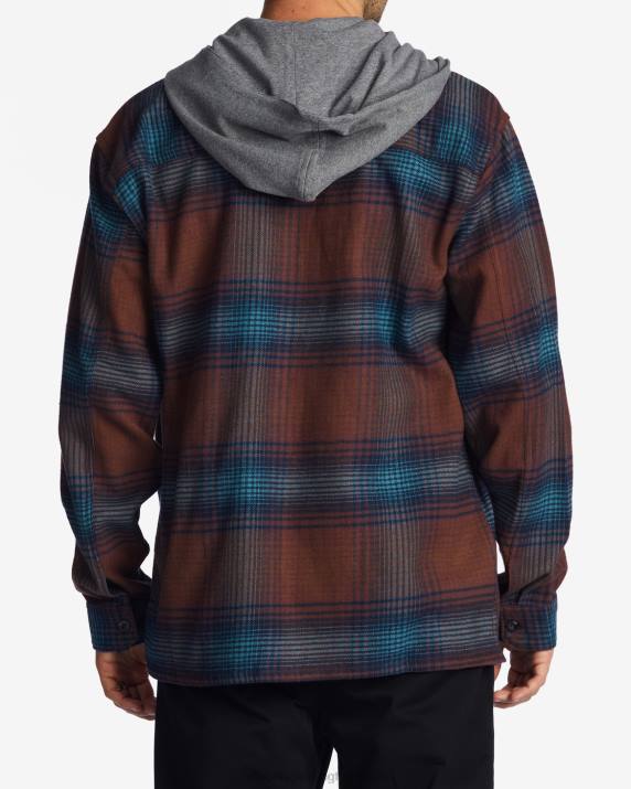 Men Port Billabong Baja Hooded Flannel Shirt 80P8618