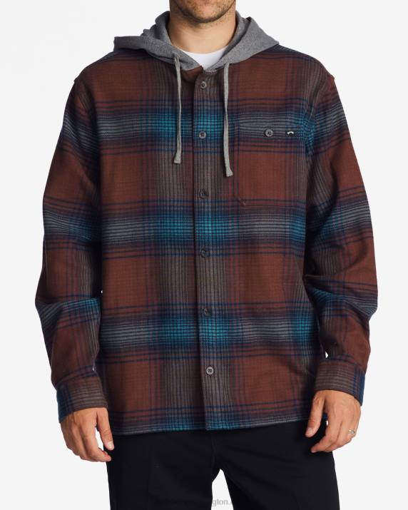 Men Port Billabong Baja Hooded Flannel Shirt 80P8618