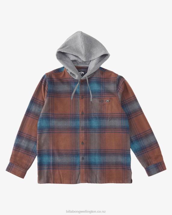 Men Port Billabong Baja Hooded Flannel Shirt 80P8618