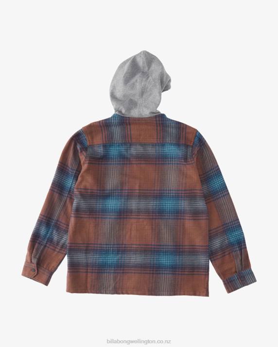 Men Port Billabong Baja Hooded Flannel Shirt 80P8618