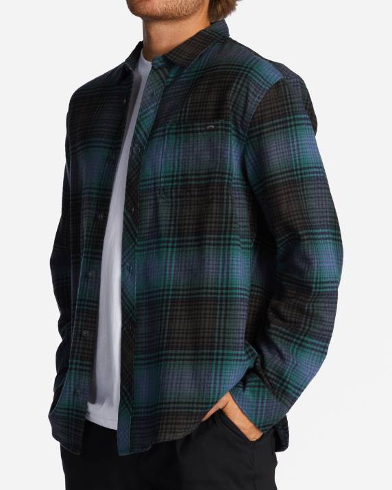 Men Raven Billabong Coastline Flannel Shirt 80P8593