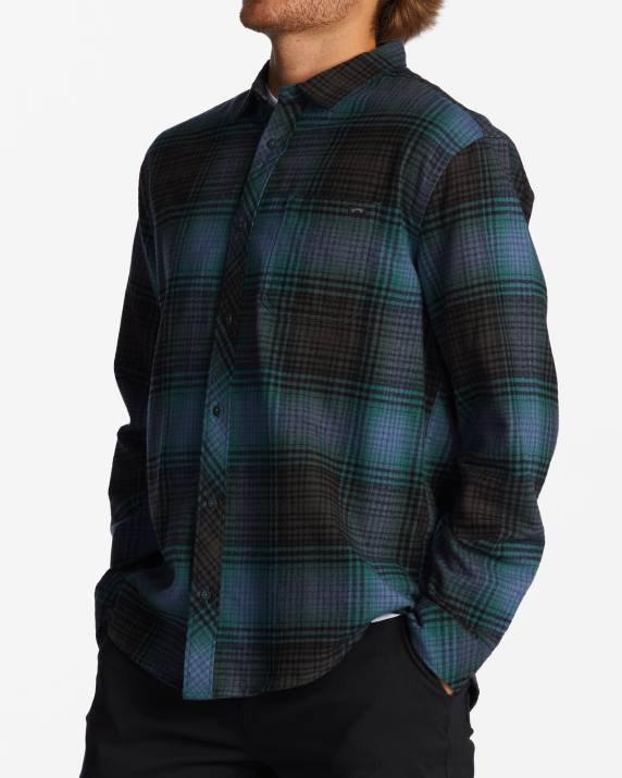 Men Raven Billabong Coastline Flannel Shirt 80P8593