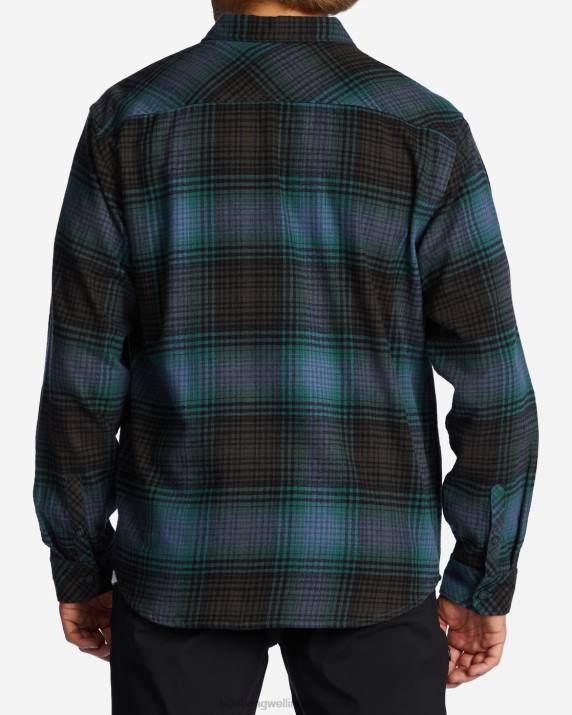 Men Raven Billabong Coastline Flannel Shirt 80P8593