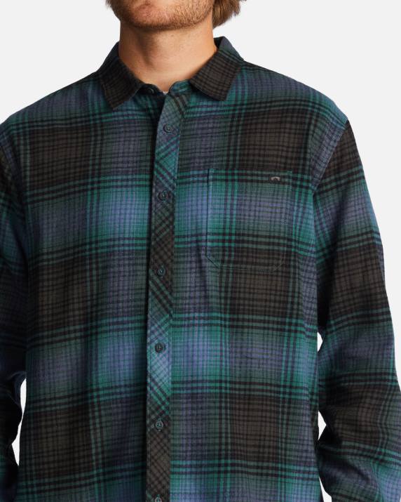 Men Raven Billabong Coastline Flannel Shirt 80P8593