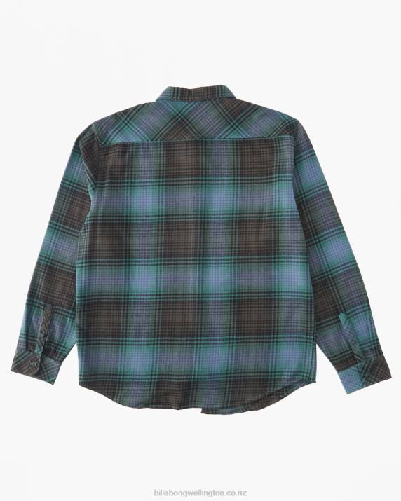 Men Raven Billabong Coastline Flannel Shirt 80P8593