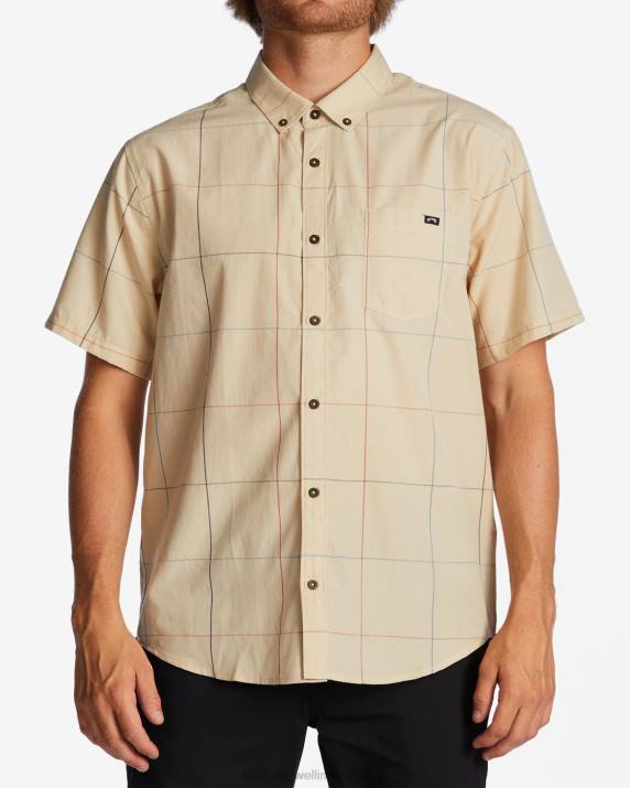 Men Sand Billabong All Day Plaid Short Sleeve Shirt 80P8647