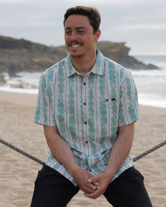 Men Sand Billabong Sundays Jacquard Short Sleeve Shirt 80P8650