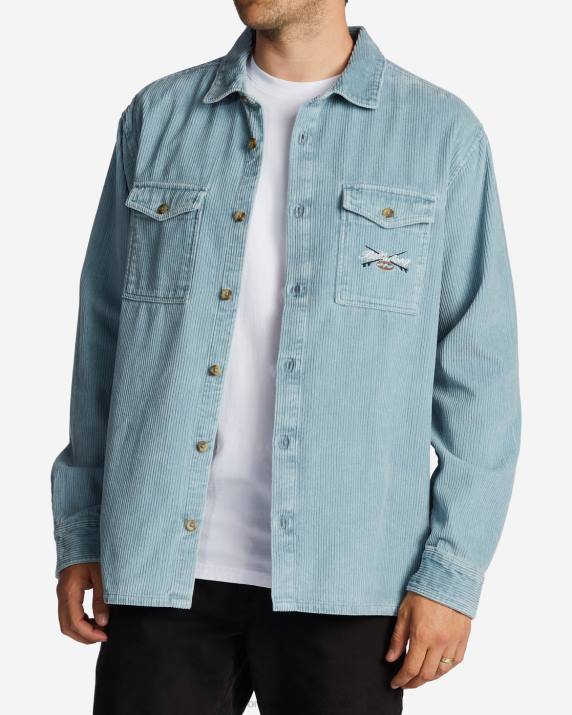 Men Smoke Blue Billabong Bong Days Long Sleeve Shirt 80P8667