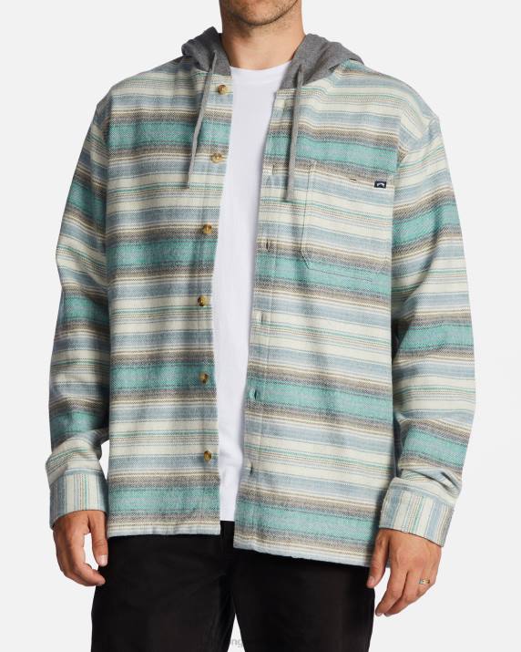 Men Stone Billabong Baja Hooded Flannel Shirt 80P8533