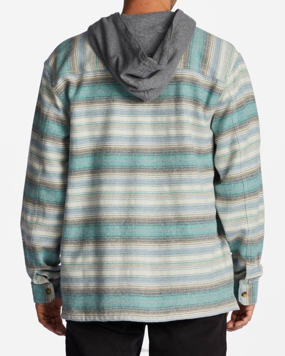 Men Stone Billabong Baja Hooded Flannel Shirt 80P8533