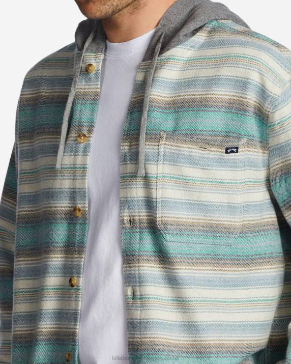 Men Stone Billabong Baja Hooded Flannel Shirt 80P8533