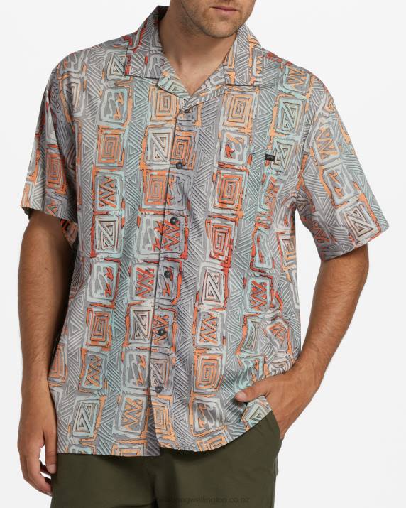 Men Sunset Billabong Sundays Vacay Short Sleeve Shirt 80P82816