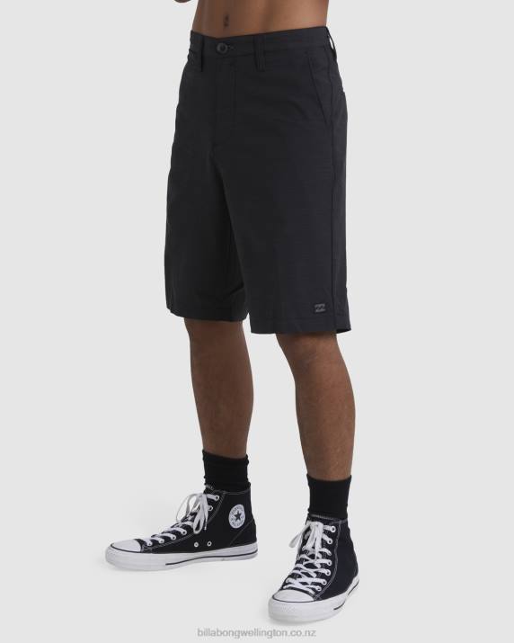Men Black Billabong Crossfire Slub Submersible Shorts 21'' 80P8249