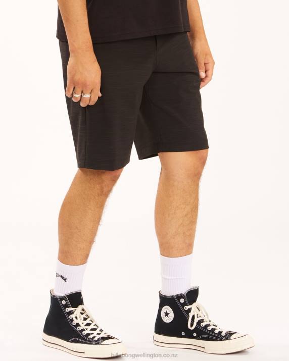 Men Black Billabong Crossfire Slub Submersible Shorts 21'' 80P8249