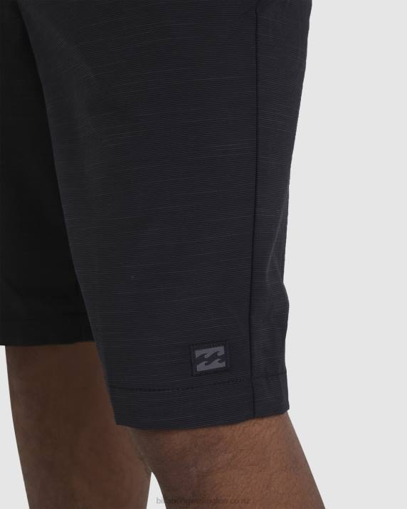 Men Black Billabong Crossfire Slub Submersible Shorts 21'' 80P8249