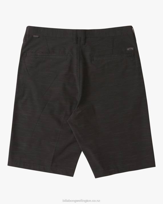 Men Black Billabong Crossfire Slub Submersible Shorts 21'' 80P8249