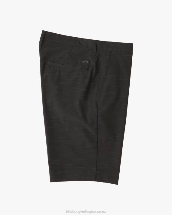 Men Black Billabong Crossfire Slub Submersible Shorts 21'' 80P8249