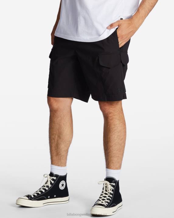 Men Black Billabong Surftrek Elastic Technical Cargo 19'' Shorts 80P8472