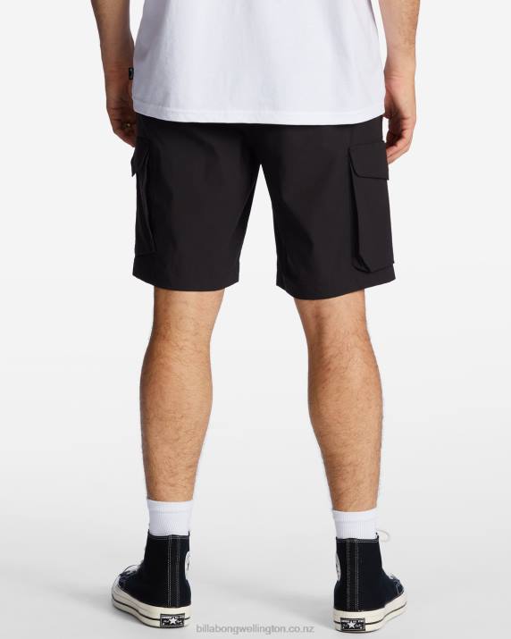 Men Black Billabong Surftrek Elastic Technical Cargo 19'' Shorts 80P8472