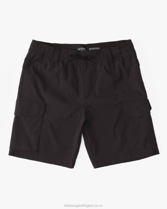 Men Black Billabong Surftrek Elastic Technical Cargo 19'' Shorts 80P8472