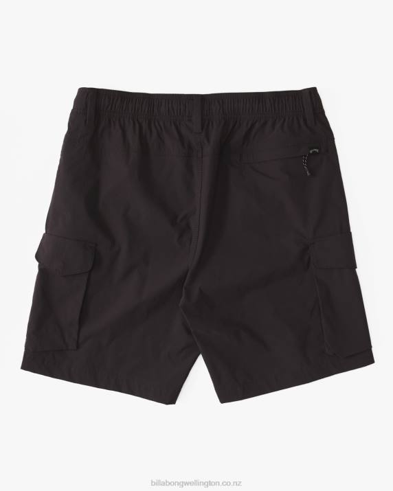 Men Black Billabong Surftrek Elastic Technical Cargo 19'' Shorts 80P8472