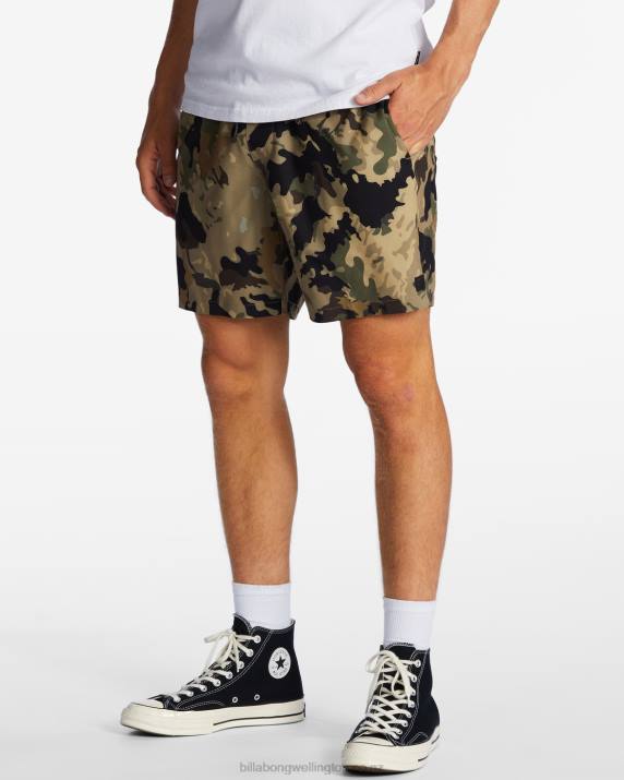 Men Camo Billabong A/Div Surftrek Elastic Waist Shorts 17'' 80P8470