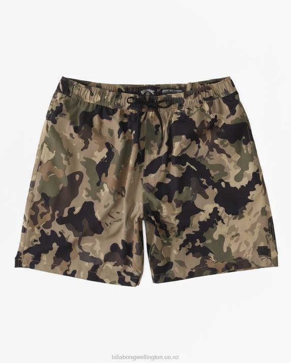 Men Camo Billabong A/Div Surftrek Elastic Waist Shorts 17'' 80P8470