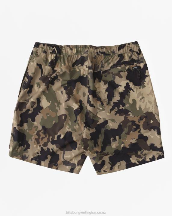 Men Camo Billabong A/Div Surftrek Elastic Waist Shorts 17'' 80P8470