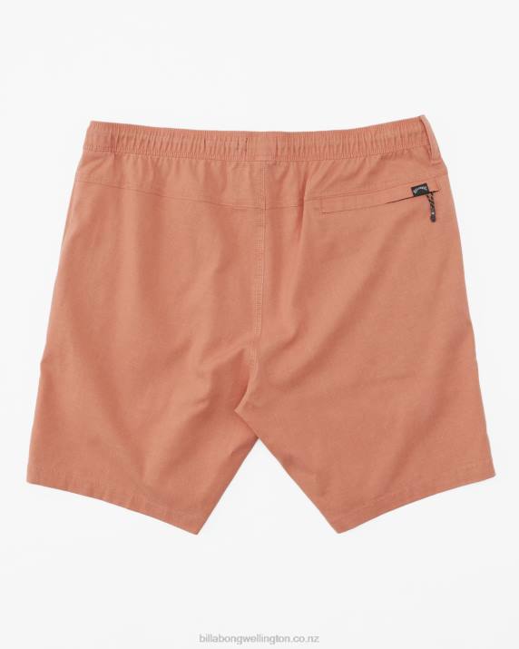 Men Coral Billabong Surftrek Hemp Technical Elasticized Shorts 80P8318
