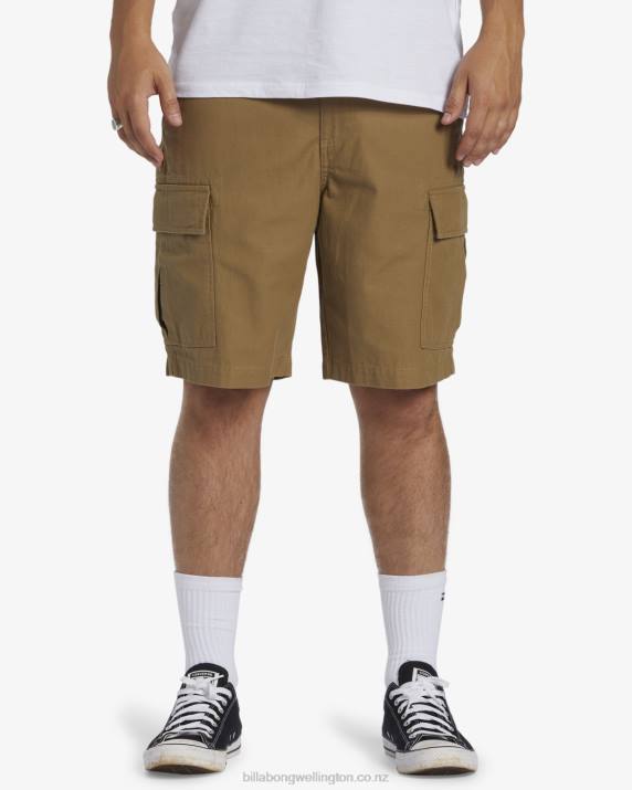 Men Light Khaki Billabong Combat Cargo Shorts 80P8432