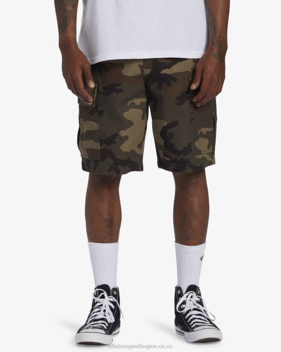 Men Military Camo Billabong Combat Cargo Shorts 80P8346