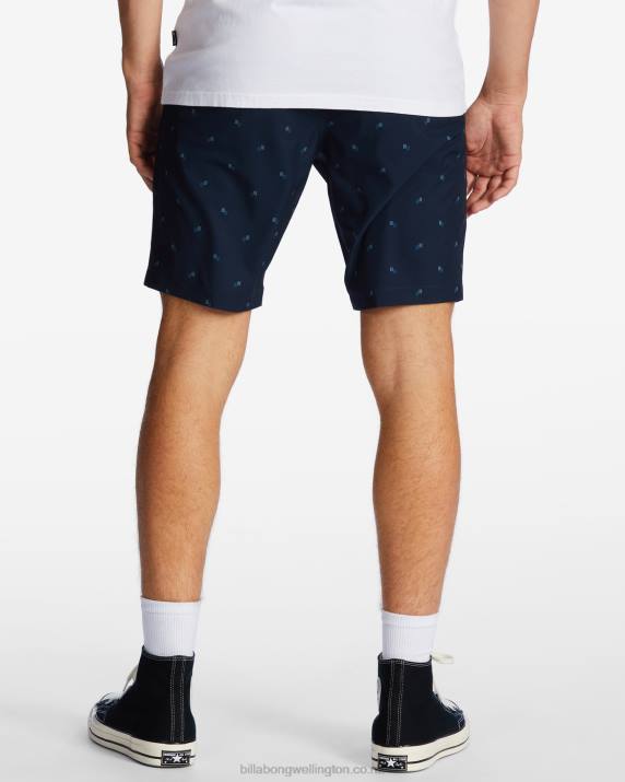 Men Navy Billabong Crossfire Mid Submersible 19'' Shorts 80P8253