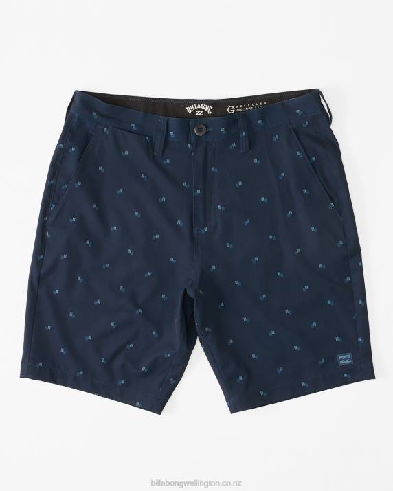 Men Navy Billabong Crossfire Mid Submersible 19'' Shorts 80P8253