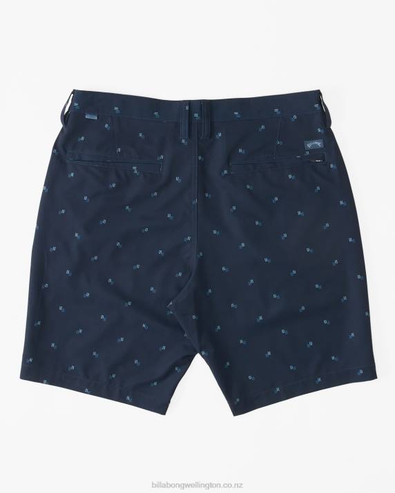 Men Navy Billabong Crossfire Mid Submersible 19'' Shorts 80P8253