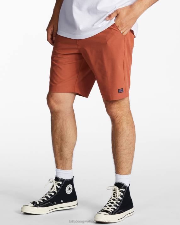 Men Red Clay Billabong Crossfire Slub Submersible 19'' Shorts 80P8498