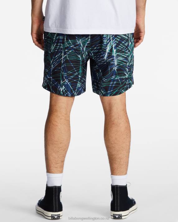 Men Space Blue Billabong A/Div Surftrek Elastic Waist Shorts 17'' 80P8461