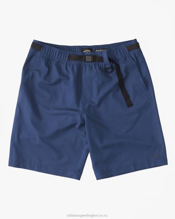 Men Space Blue Billabong Surftrek Trail Technical Elasticized Shorts 80P8233