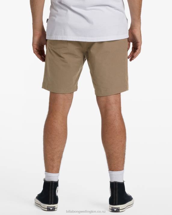 Men Walnut Billabong A/Div Surftrek Plus Organic Elastic Waist Shorts 19'' 80P8235