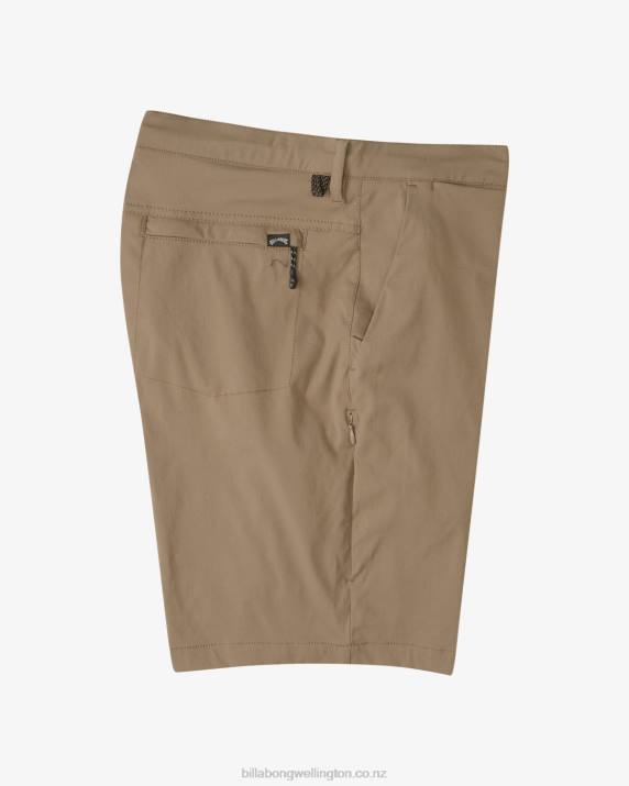 Men Walnut Billabong A/Div Surftrek Plus Organic Elastic Waist Shorts 19'' 80P8235