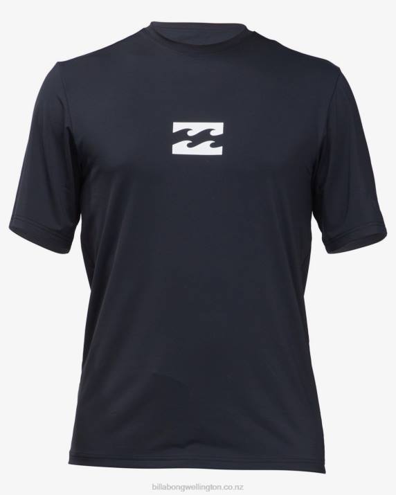 Men Black Billabong All Day Wave Loose Fit UPF 50+ Short Sleeve Surf Tee 80P8287