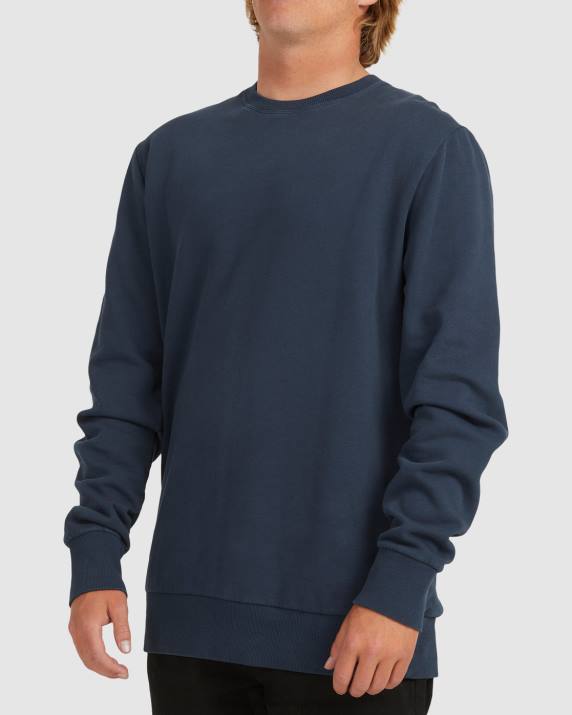 Men Navy Billabong Overdyed Crewneck Sweatshirt 80P8561