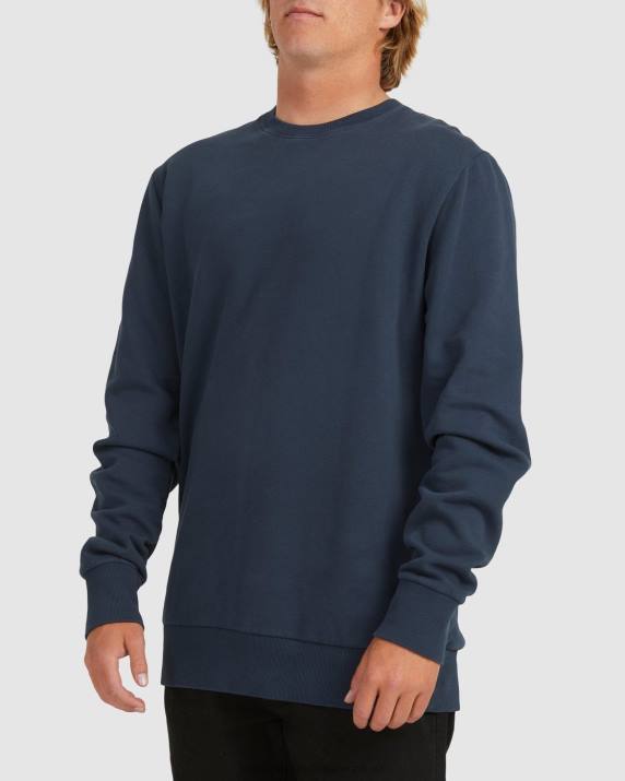 Men Navy Billabong Overdyed Crewneck Sweatshirt 80P8561