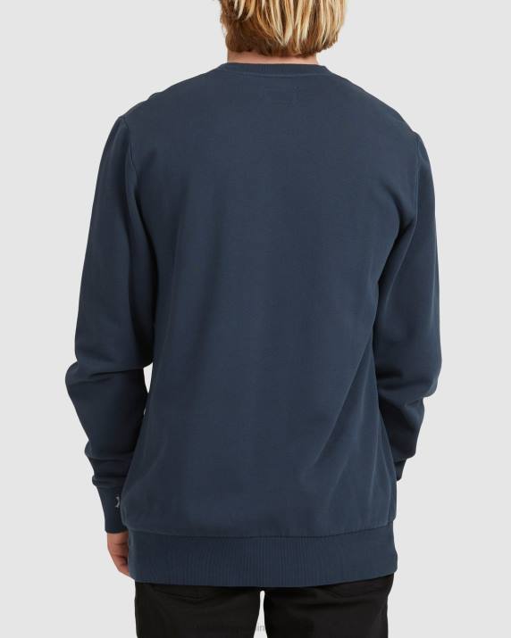 Men Navy Billabong Overdyed Crewneck Sweatshirt 80P8561